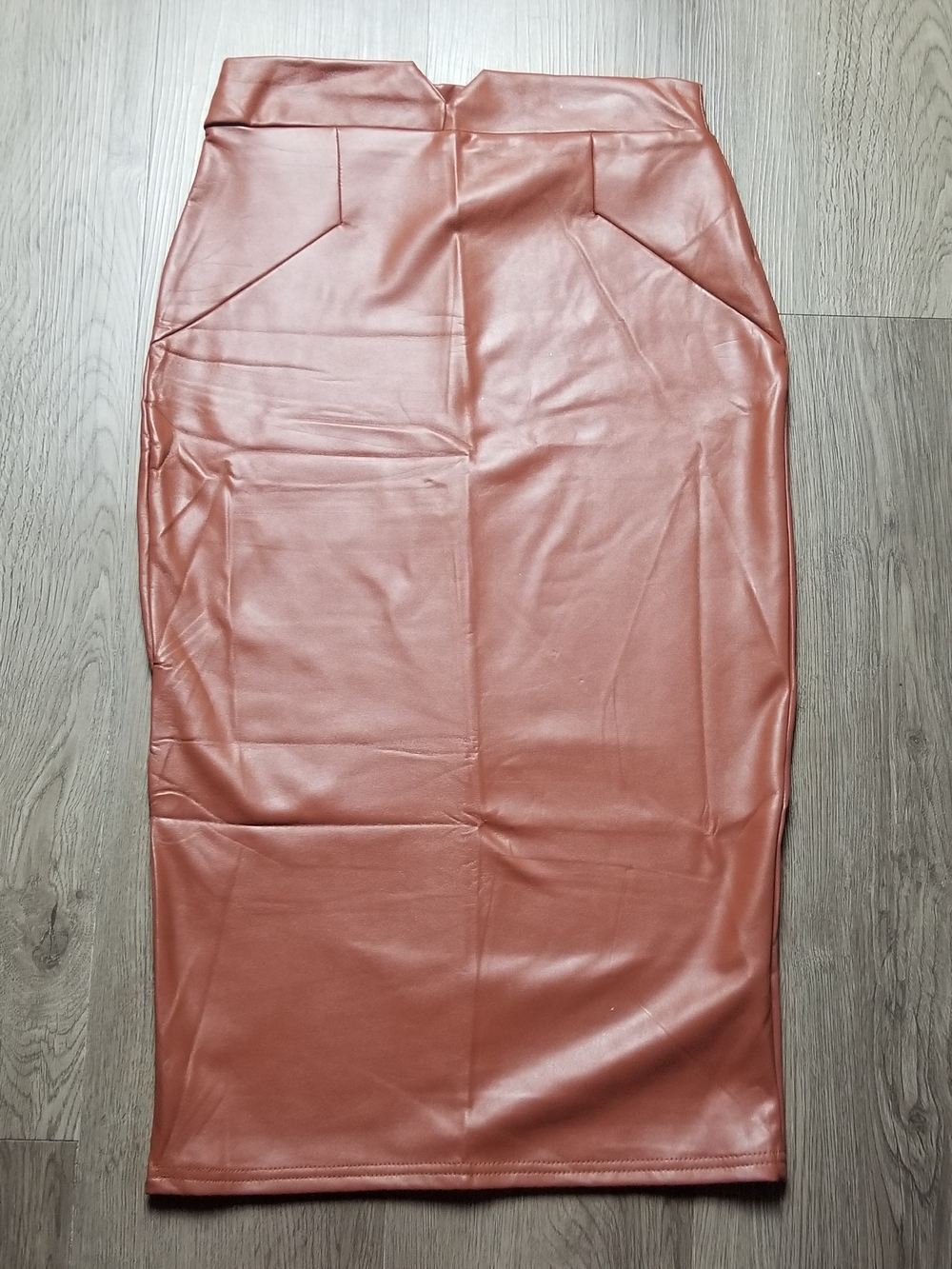 L. Alexander Women's Faux Leather Brown Pencil Skirt (SIZE S)